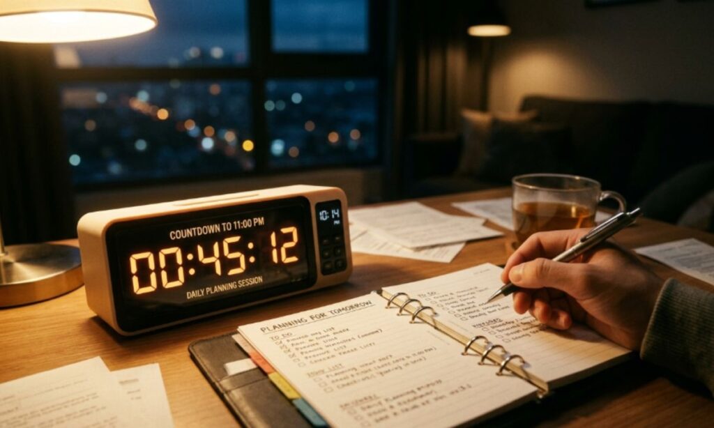 Countdown to 11 PM for Daily Planning